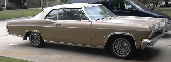 1965 Chevy Impala Convertible SOLD gold black vinyl interior V8 