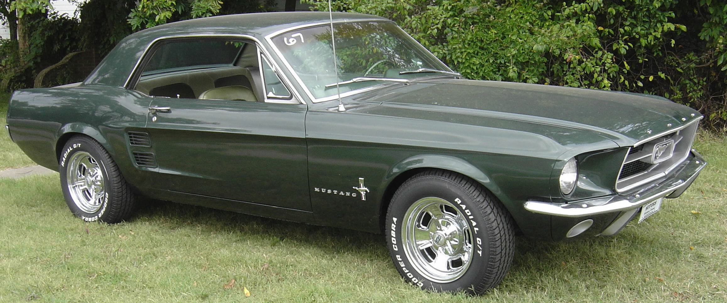 1967 Ford Mustang, SOLD!, green, light green vinyl interior, V-8, 289 miles, 